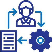solar panel booking process man and paper in blue